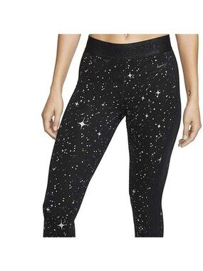 Nike Pro Womens Black Silver Star Print Athletic Leggings Size XSmall